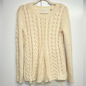 CAbi Cream Cable Knit Sweater